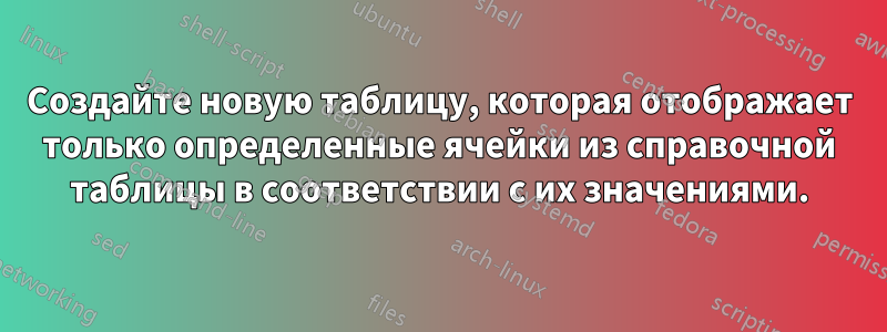 Создайте новую таблицу, которая отображает только определенные ячейки из справочной таблицы в соответствии с их значениями.