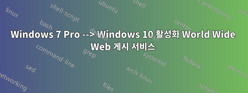 Windows 7 Pro --> Windows 10 활성화 World Wide Web 게시 서비스