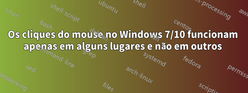 Os cliques do mouse no Windows 7/10 funcionam apenas em alguns lugares e não em outros