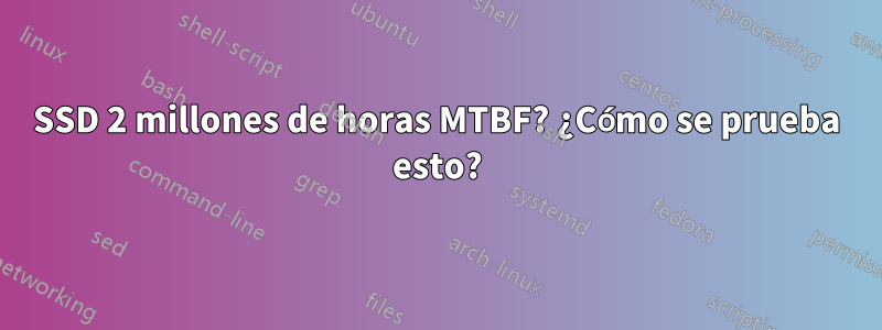 SSD 2 millones de horas MTBF? ¿Cómo se prueba esto?