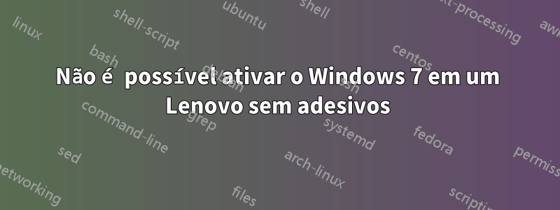 Não é possível ativar o Windows 7 em um Lenovo sem adesivos