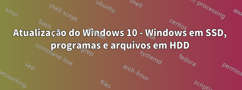 Atualização do Windows 10 - Windows em SSD, programas e arquivos em HDD