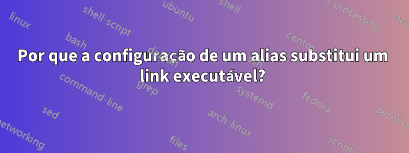 Por que a configuração de um alias substitui um link executável?