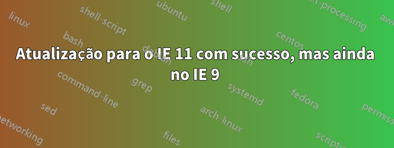 Atualização para o IE 11 com sucesso, mas ainda no IE 9