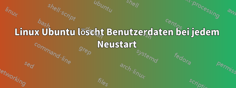 Linux Ubuntu löscht Benutzerdaten bei jedem Neustart