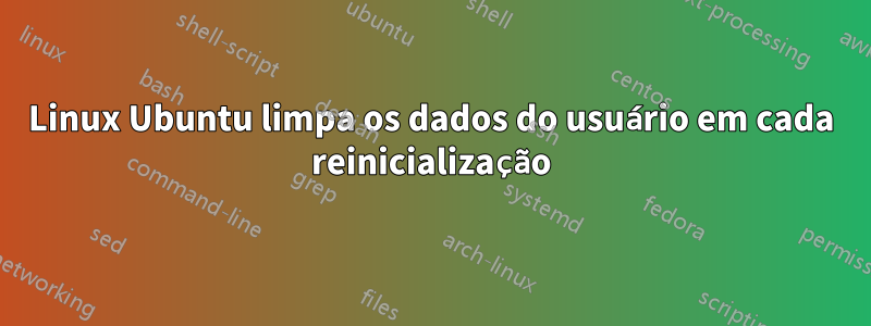 Linux Ubuntu limpa os dados do usuário em cada reinicialização