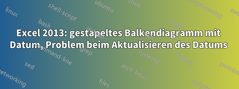 Excel 2013: gestapeltes Balkendiagramm mit Datum, Problem beim Aktualisieren des Datums