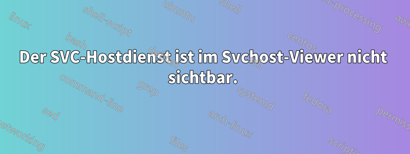 Der SVC-Hostdienst ist im Svchost-Viewer nicht sichtbar.