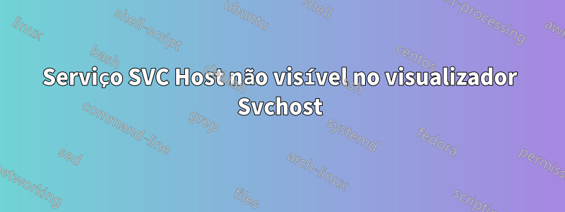 Serviço SVC Host não visível no visualizador Svchost