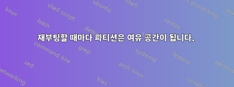 재부팅할 때마다 파티션은 여유 공간이 됩니다.