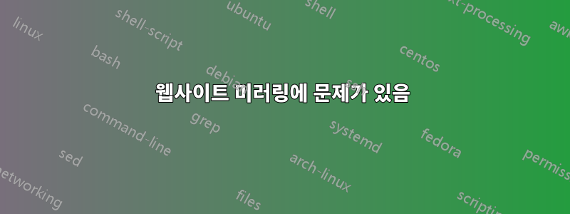 웹사이트 미러링에 문제가 있음