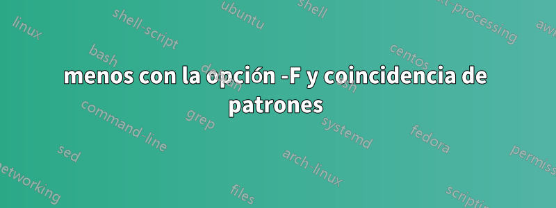 menos con la opción -F y coincidencia de patrones