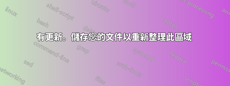 有更新。儲存您的文件以重新整理此區域