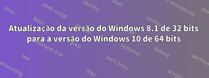 Atualização da versão do Windows 8.1 de 32 bits para a versão do Windows 10 de 64 bits