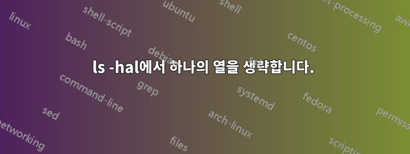 ls -hal에서 하나의 열을 생략합니다.