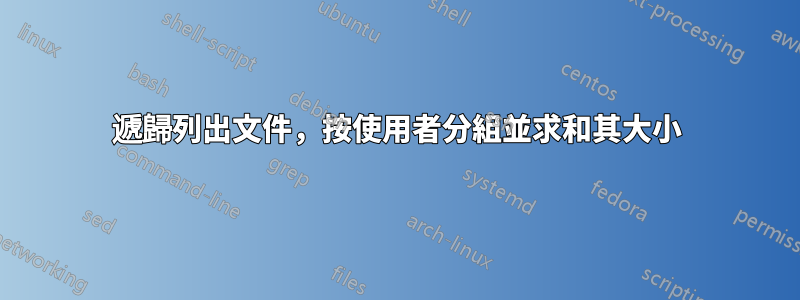 遞歸列出文件，按使用者分組並求和其大小