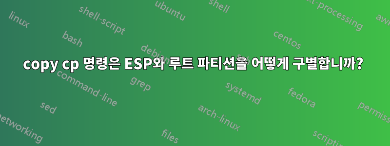 copy cp 명령은 ESP와 루트 파티션을 어떻게 구별합니까?
