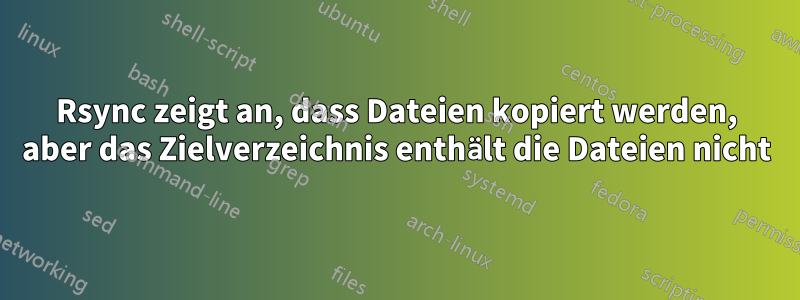 Rsync zeigt an, dass Dateien kopiert werden, aber das Zielverzeichnis enthält die Dateien nicht