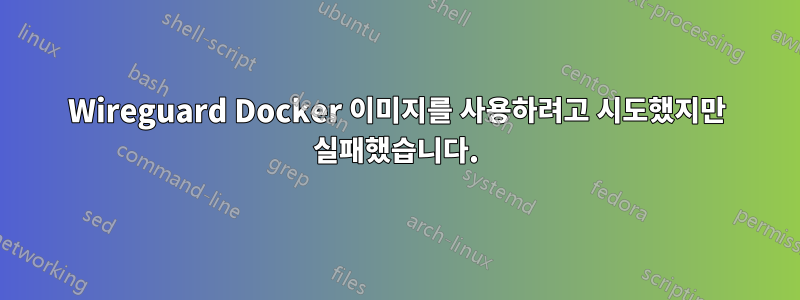 Wireguard Docker 이미지를 사용하려고 시도했지만 실패했습니다.