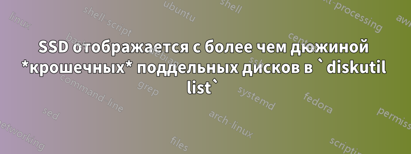 SSD отображается с более чем дюжиной *крошечных* поддельных дисков в `diskutil list`