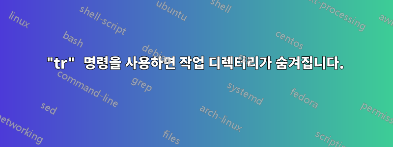 "tr" 명령을 사용하면 작업 디렉터리가 숨겨집니다.