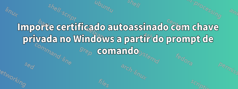 Importe certificado autoassinado com chave privada no Windows a partir do prompt de comando