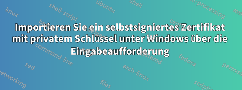 Importieren Sie ein selbstsigniertes Zertifikat mit privatem Schlüssel unter Windows über die Eingabeaufforderung