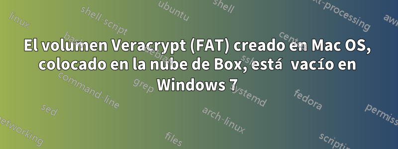 El volumen Veracrypt (FAT) creado en Mac OS, colocado en la nube de Box, está vacío en Windows 7