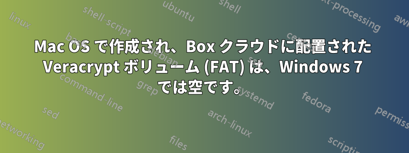 Mac OS で作成され、Box クラウドに配置された Veracrypt ボリューム (FAT) は、Windows 7 では空です。