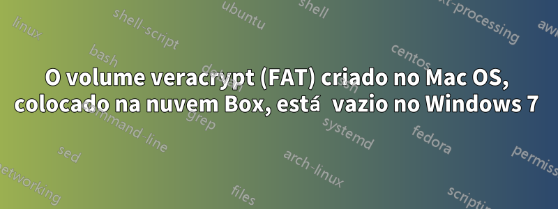 O volume veracrypt (FAT) criado no Mac OS, colocado na nuvem Box, está vazio no Windows 7