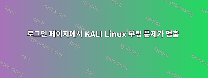 로그인 페이지에서 KALI Linux 부팅 문제가 멈춤