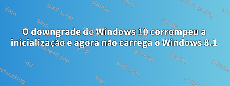 O downgrade do Windows 10 corrompeu a inicialização e agora não carrega o Windows 8.1