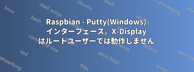 Raspbian - Putty(Windows) インターフェース。X-Display はルートユーザーでは動作しません