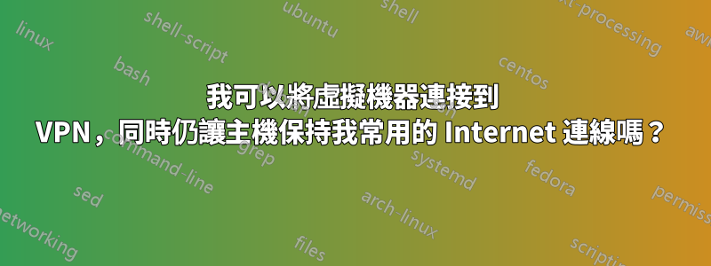 我可以將虛擬機器連接到 VPN，同時仍讓主機保持我常用的 Internet 連線嗎？