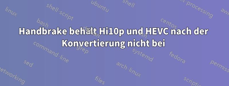 Handbrake behält Hi10p und HEVC nach der Konvertierung nicht bei