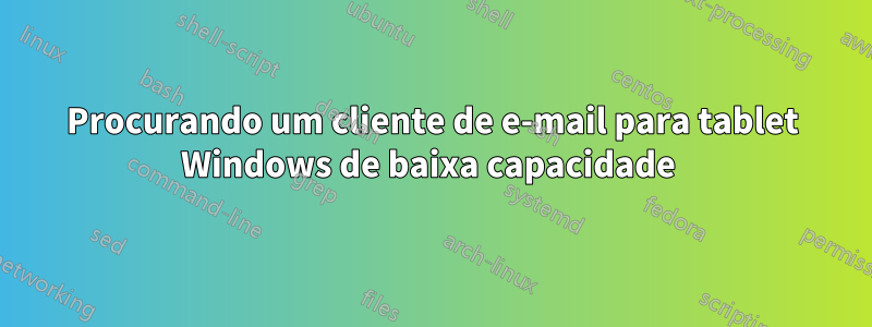 Procurando um cliente de e-mail para tablet Windows de baixa capacidade 