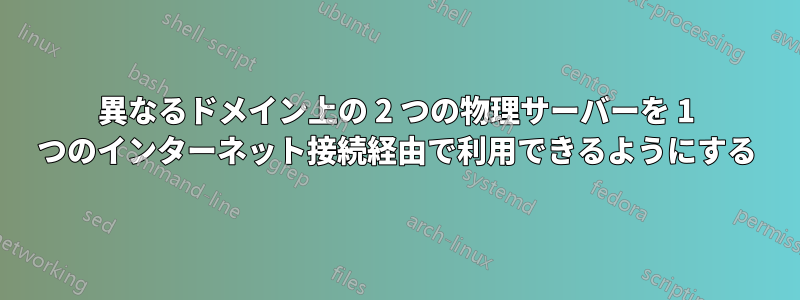 異なるドメイン上の 2 つの物理サーバーを 1 つのインターネット接続経由で利用できるようにする