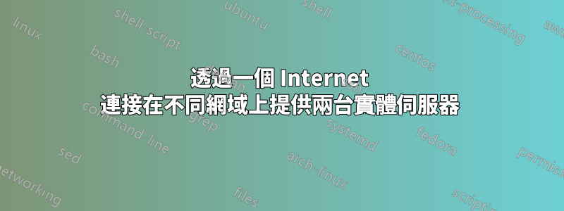 透過一個 Internet 連接在不同網域上提供兩台實體伺服器