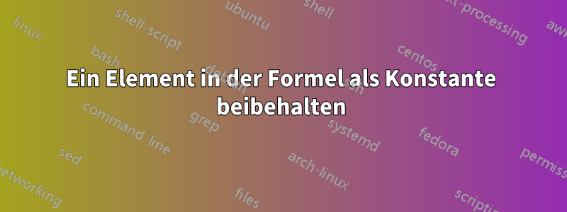 Ein Element in der Formel als Konstante beibehalten