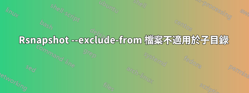 Rsnapshot --exclude-from 檔案不適用於子目錄