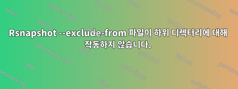 Rsnapshot --exclude-from 파일이 하위 디렉터리에 대해 작동하지 않습니다.