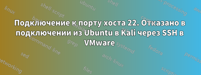 Подключение к порту хоста 22. Отказано в подключении из Ubuntu в Kali через SSH в VMware