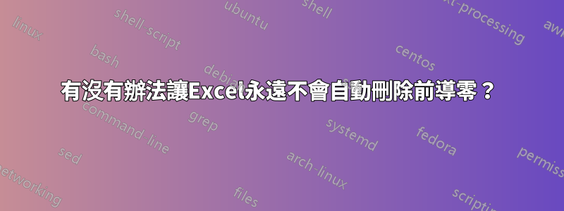 有沒有辦法讓Excel永遠不會自動刪除前導零？