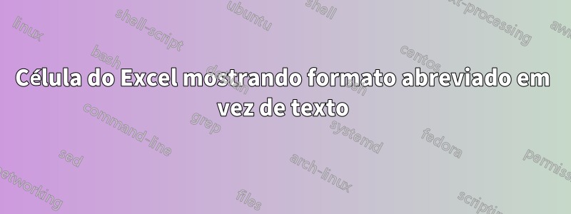 Célula do Excel mostrando formato abreviado em vez de texto