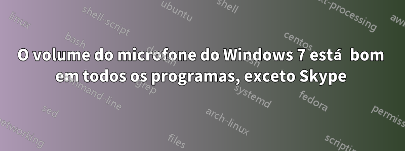 O volume do microfone do Windows 7 está bom em todos os programas, exceto Skype