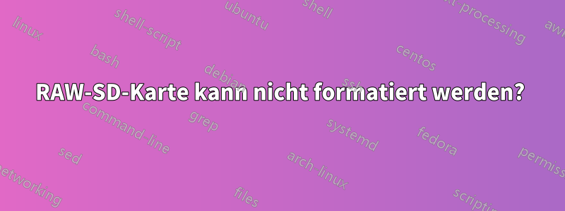 RAW-SD-Karte kann nicht formatiert werden?