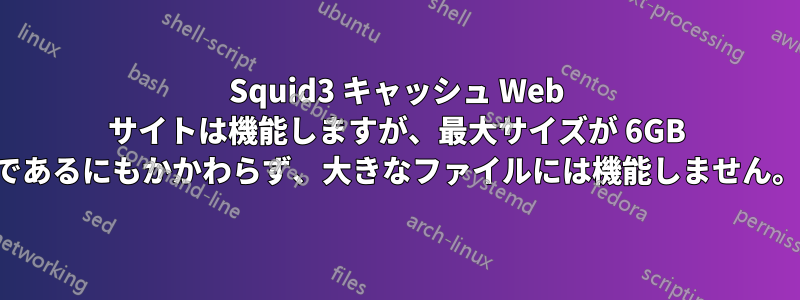 Squid3 キャッシュ Web サイトは機能しますが、最大サイズが 6GB であるにもかかわらず、大きなファイルには機能しません。