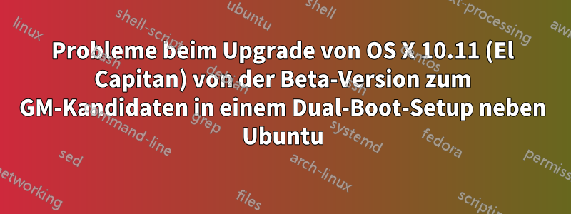 Probleme beim Upgrade von OS X 10.11 (El Capitan) von der Beta-Version zum GM-Kandidaten in einem Dual-Boot-Setup neben Ubuntu