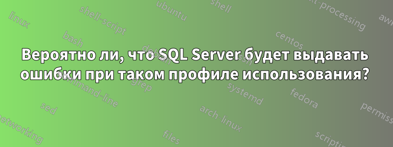 Вероятно ли, что SQL Server будет выдавать ошибки при таком профиле использования?