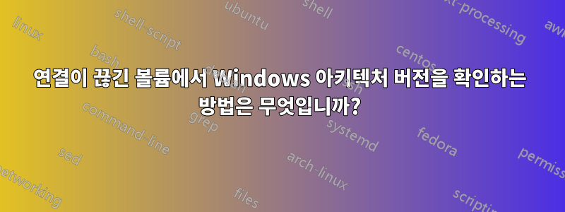 연결이 끊긴 볼륨에서 Windows 아키텍처 버전을 확인하는 방법은 무엇입니까?